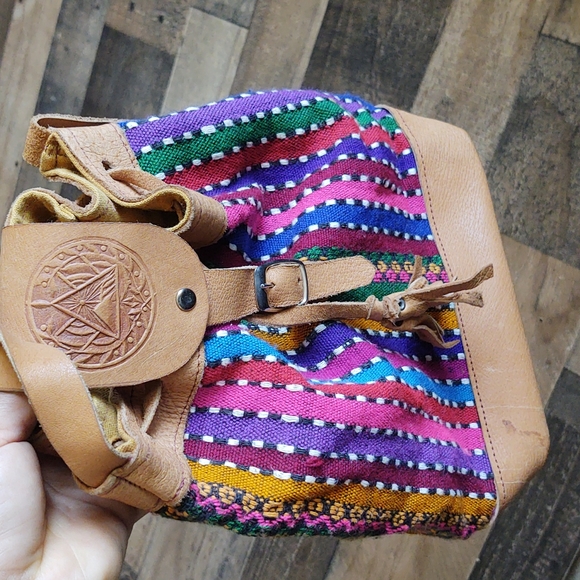 Vintage Boho Festival Gutalmalen Artisan Drawstring embroidered Crossbody Bag - Picture 2 of 13